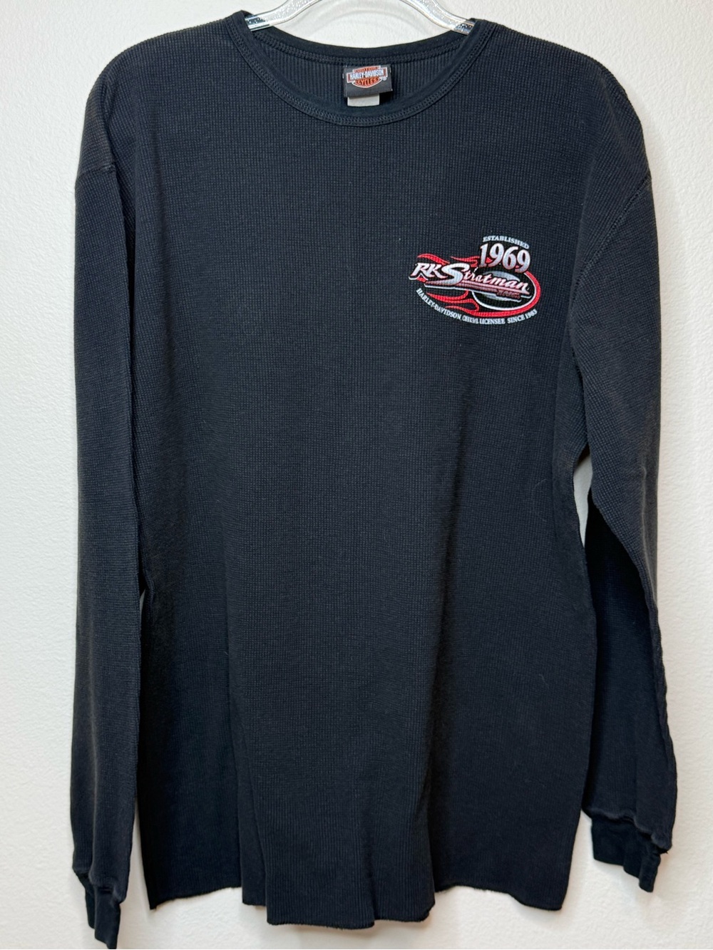 Harley-Davidson Vintage Black Long Sleeve Thermal Shirt with RK Stratman graphic